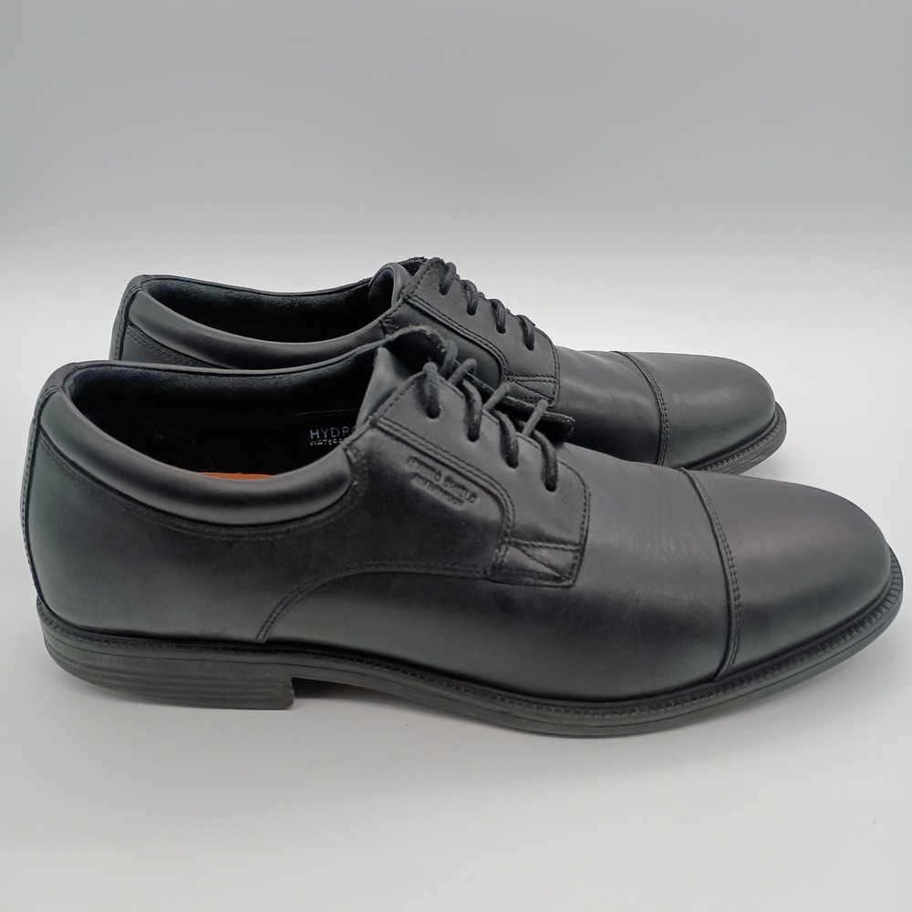 Rockport Black Leather Cap Toe‎ Oxfords Mens Size 11 Hydro-Shield Waterproof - Picture 6 of 10